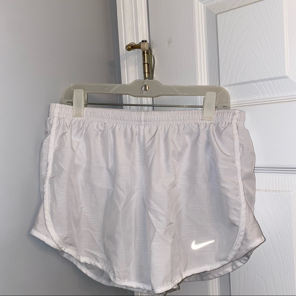 White Nike DriFit shorts